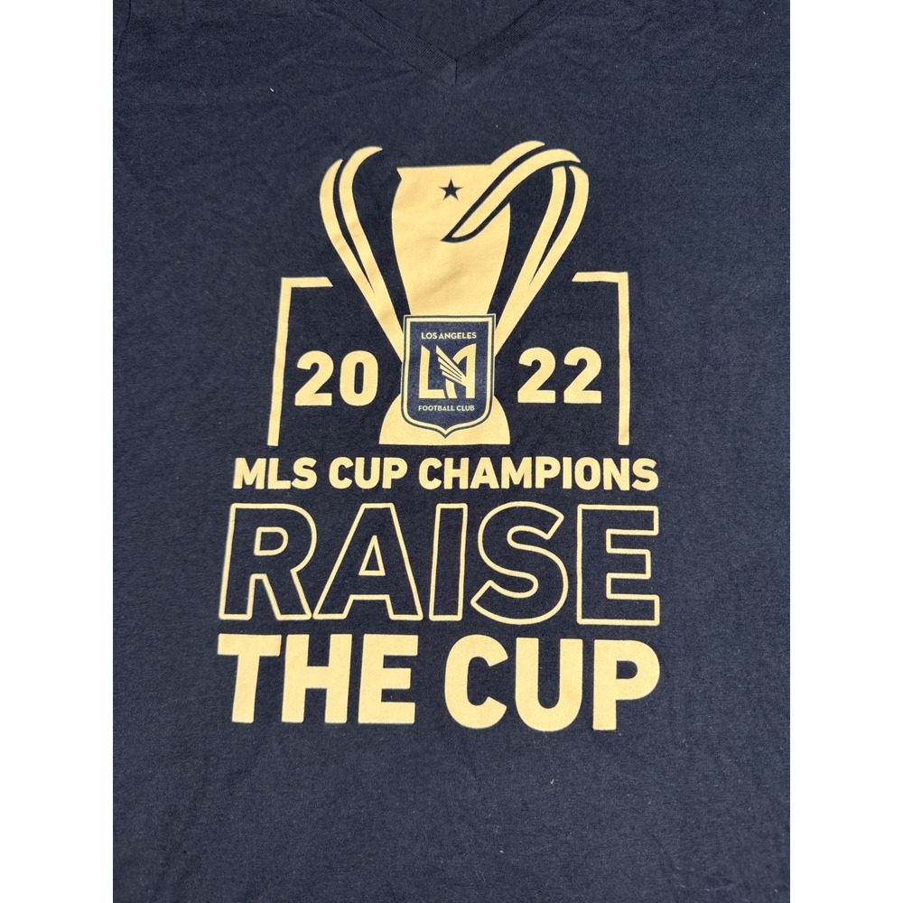 Fanatics LAFC MLS Cup Champions Raise The Cup Black V-Neck T-Shirt Women's Large - Picture 2 of 6
